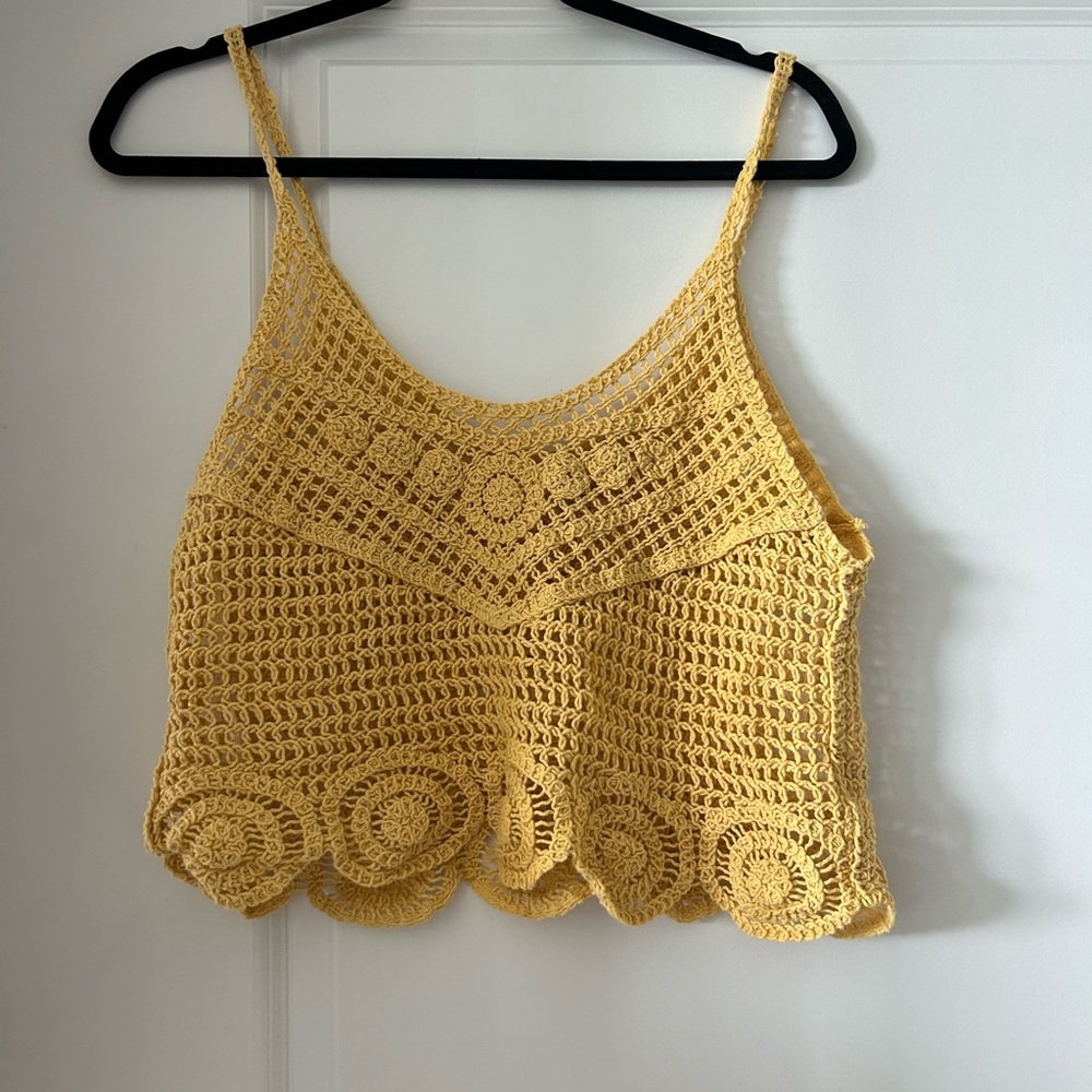 Yellow Crochet Women Top